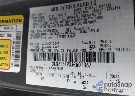 2018 Lincoln Mkz Reserve z USA, uszkodzony, nr VIN 3LN6L5F9XJR601367